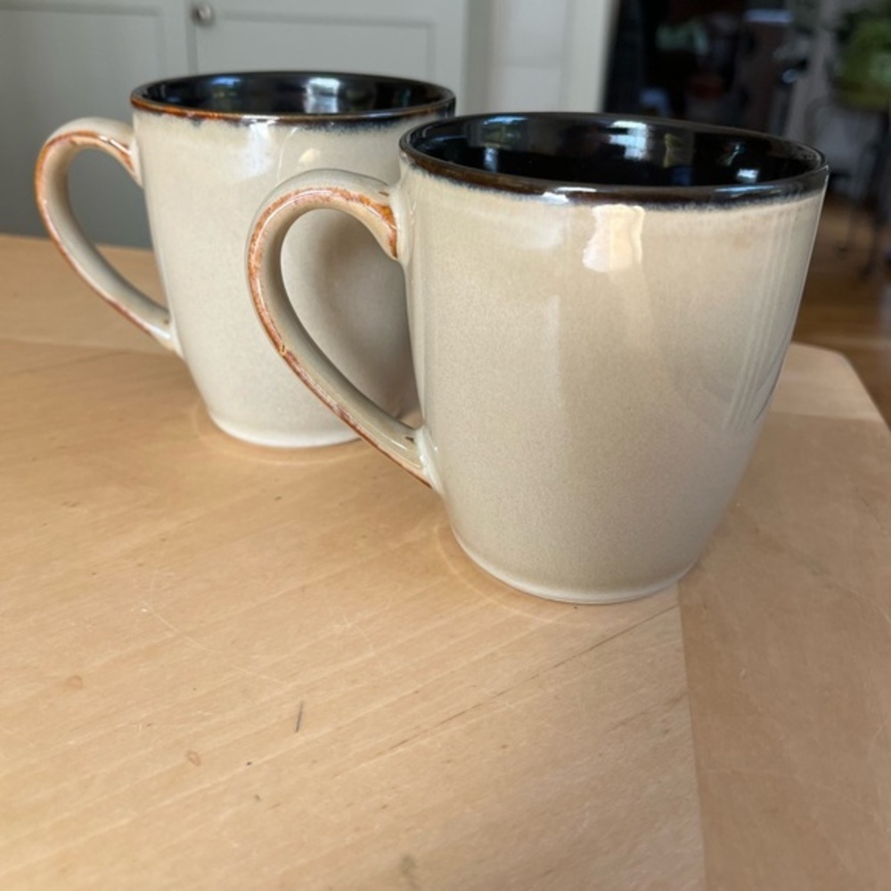 Pfaltzgraff Taos Cream/Tan and Black Ceramic Mugs 12 oz. Set of Two - Picture 6 of 12